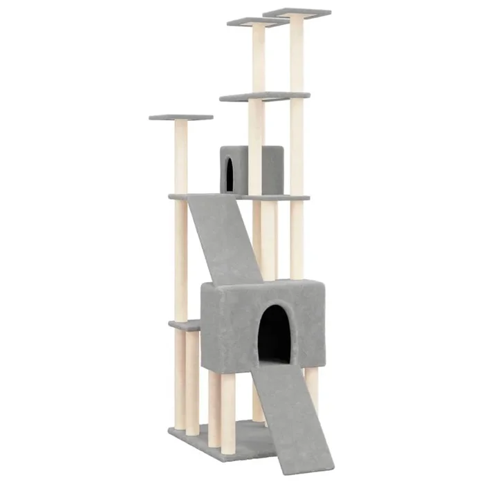 vidaXL Rascador para gatos con postes de sisal gris claro 190 cm