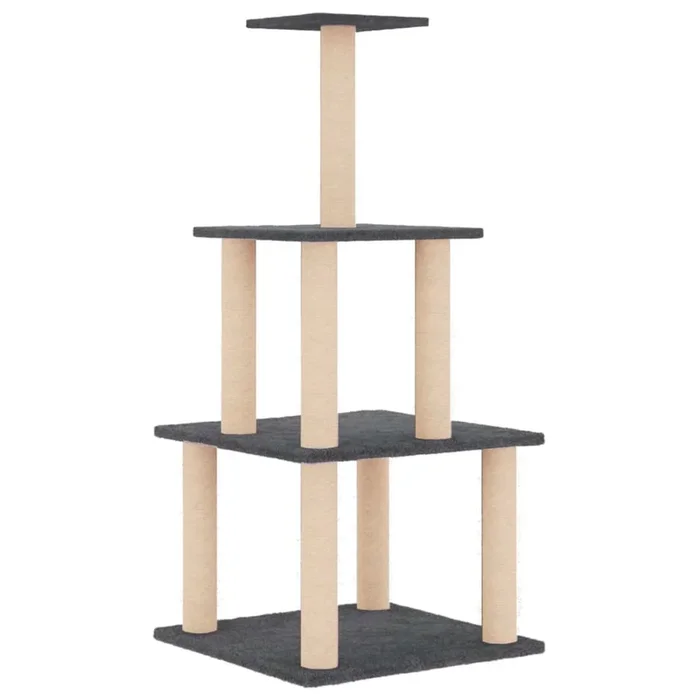 vidaXL Rascador para gatos con postes de sisal gris oscuro 111 cm