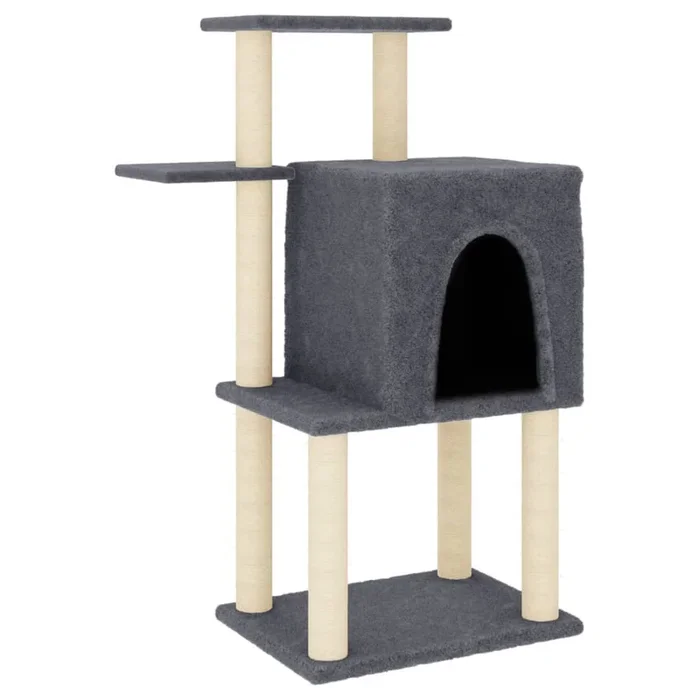 vidaXL Rascador para gatos con postes de sisal gris oscuro 97 cm
