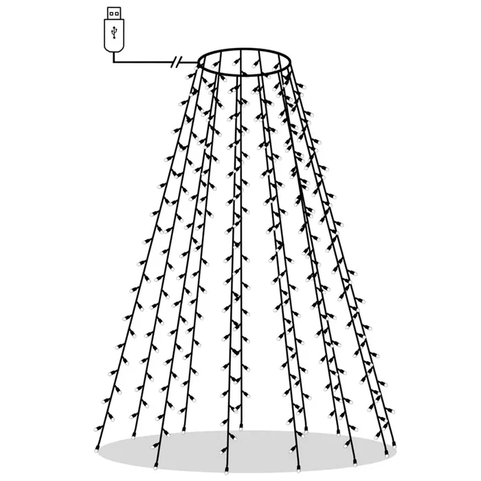 vidaXL Red de luces de árbol de Navidad 210 LEDs de colores 210 cm
