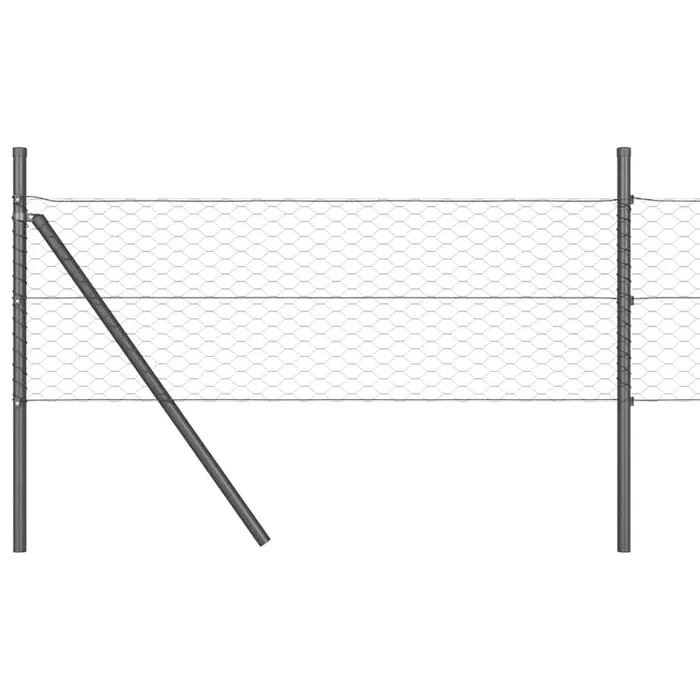 vidaXL Reja con postes Gris 0.5 x 25 m Acero recubierto de PVC (3)