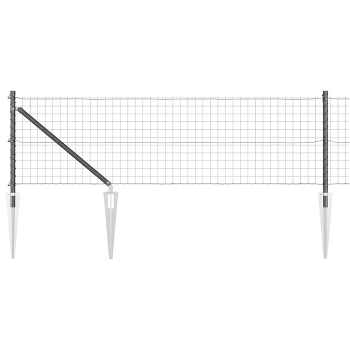 vidaXL Reja con postes Gris 0.6 x 10 m Acero (32)