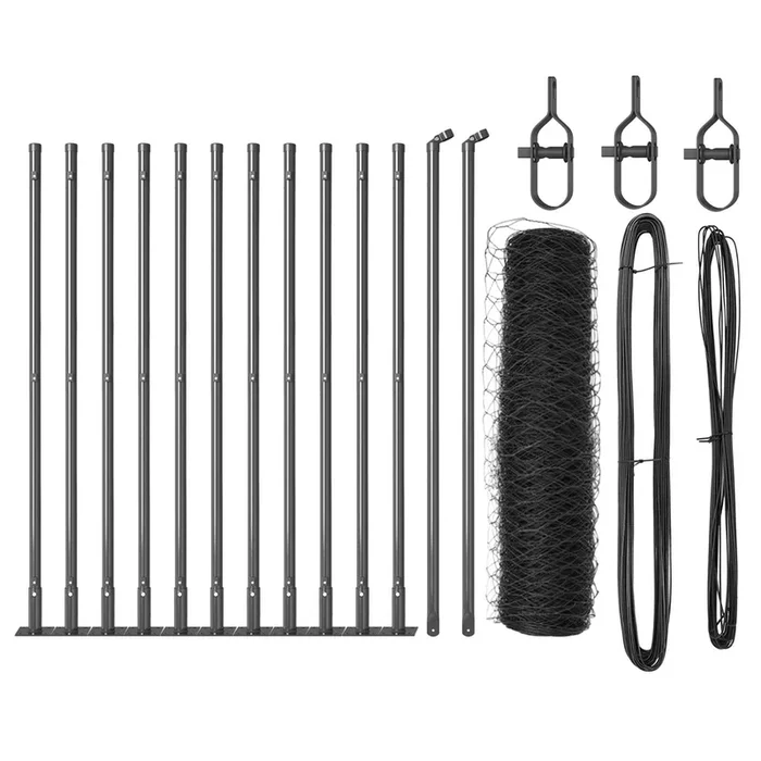 vidaXL Reja con postes Gris 0.6 x 25 m Acero recubierto de PVC (10)