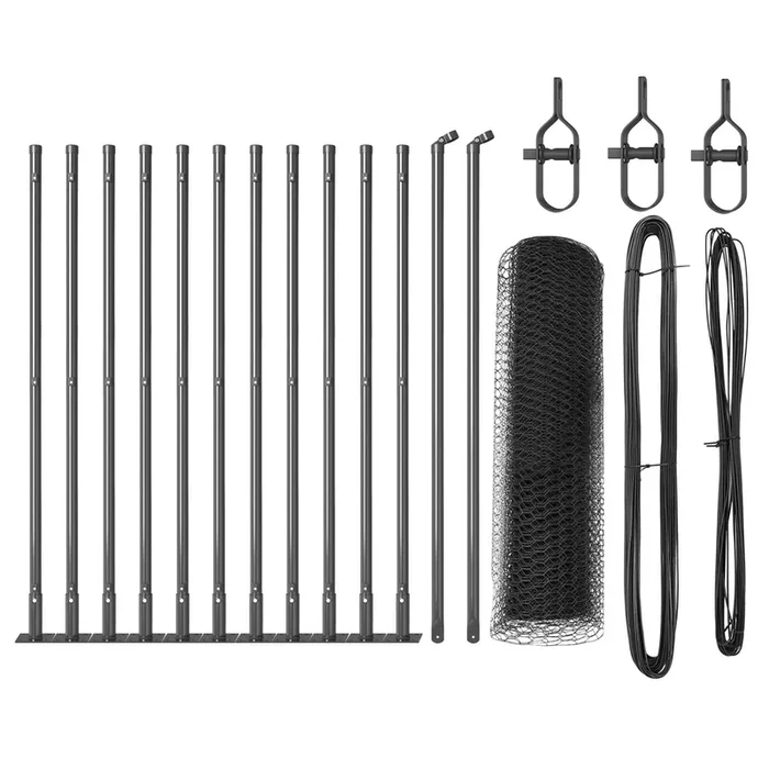 vidaXL Reja con postes Gris 0.6 x 25 m Acero recubierto de PVC (9)