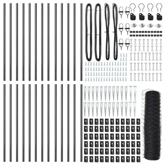 vidaXL Reja con postes Gris 0.6 x 50 m Acero recubierto de PVC (7)