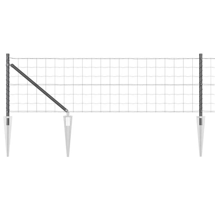 vidaXL Reja con postes Gris 0.8 x 10 m Acero (32)