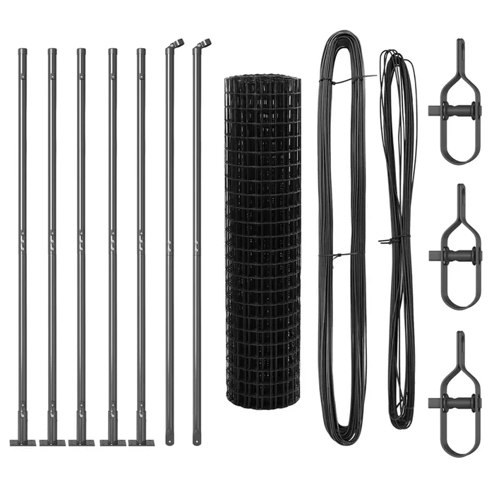 vidaXL Reja con postes Gris 0.8 x 10 m Acero (42)