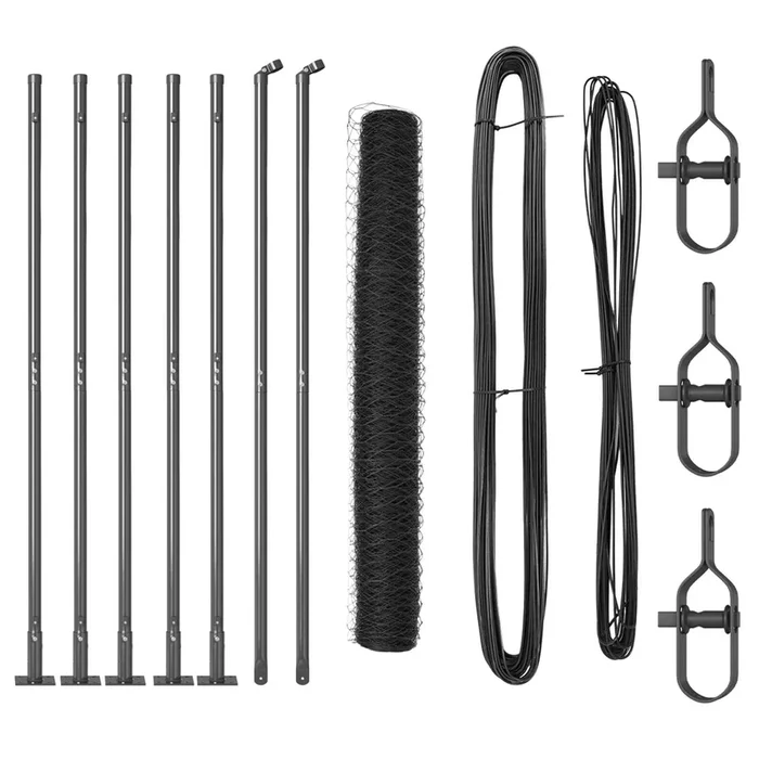 vidaXL Reja con postes Gris 0.8 x 10 m Acero recubierto de PVC (8)