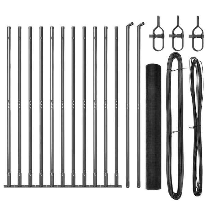 vidaXL Reja con postes Gris 0.8 x 25 m Acero (16)