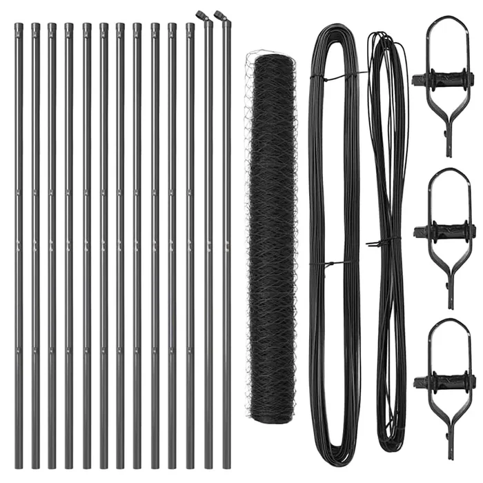 vidaXL Reja con postes Gris 1.2 x 25 m Acero recubierto de PVC (4)