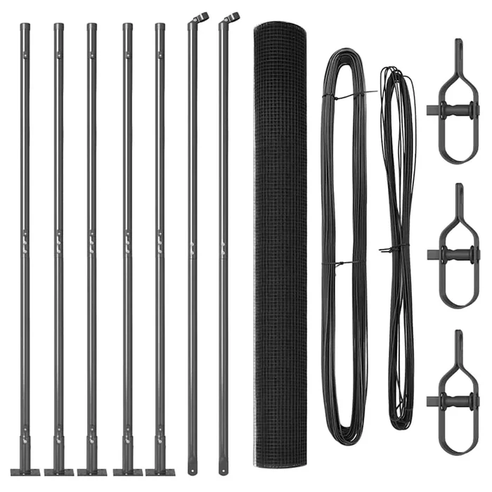 vidaXL Reja con postes Gris 1.4 x 10 m Acero (13)
