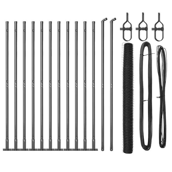 vidaXL Reja con postes Gris 1.6 x 25 m Acero recubierto de PVC (11)