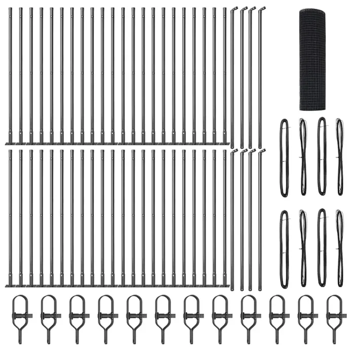 vidaXL Reja con postes Gris 1 x 100 m Acero (5)
