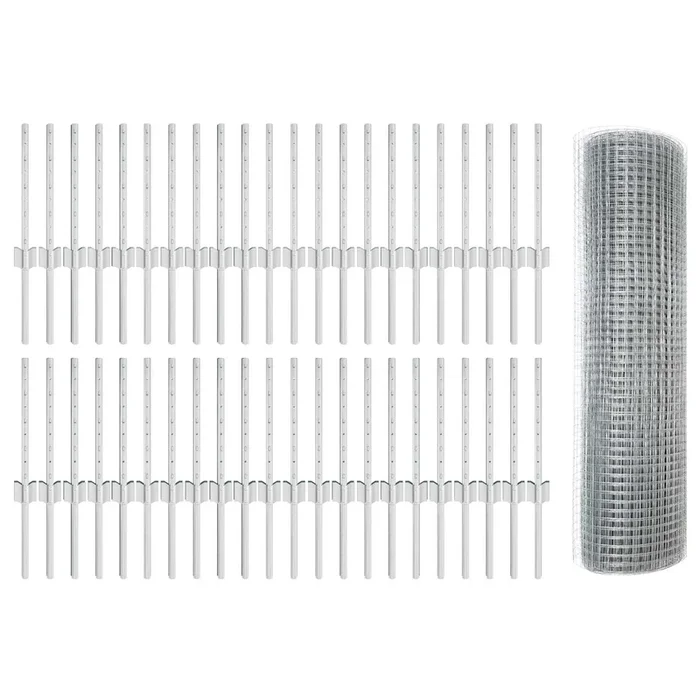 vidaXL Reja con postes Plateado 0.4 x 100 m Acero (17)