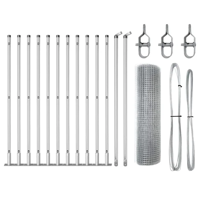 vidaXL Reja con postes Plateado 0.5 x 25 m Acero (7)