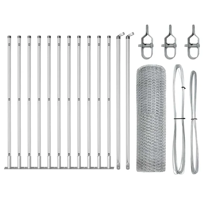 vidaXL Reja con postes Plateado 0.5 x 25 m Acero recubierto de PVC (7)