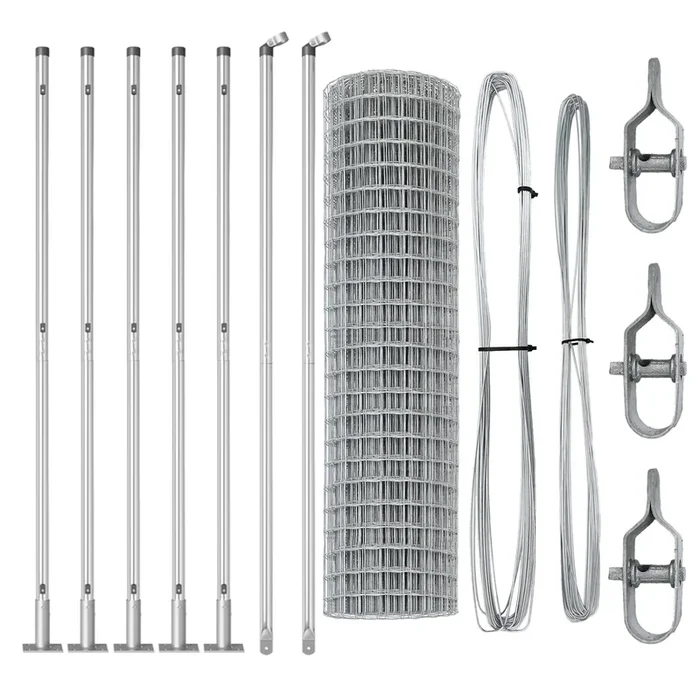 vidaXL Reja con postes Plateado 0.8 x 25 m Acero (34)