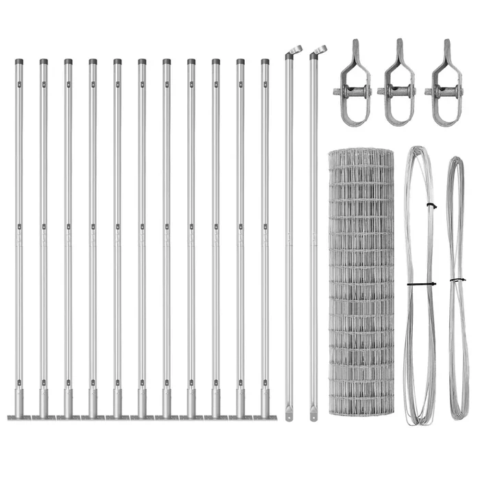 vidaXL Reja con postes Plateado 0.8 x 25 m Acero (37)