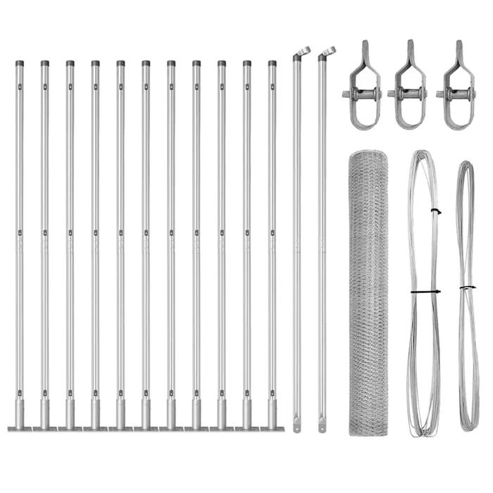 vidaXL Reja con postes Plateado 0.8 x 25 m Acero recubierto de PVC (9)