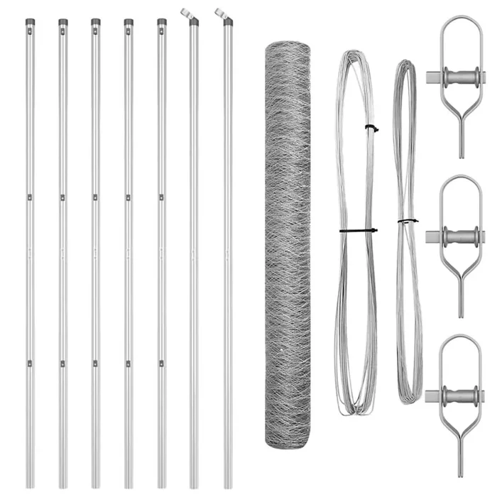 vidaXL Reja con postes Plateado 1.2 x 10 m Acero recubierto de PVC (4)