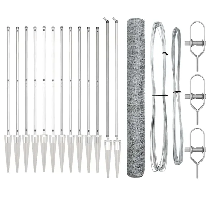 vidaXL Reja con postes Plateado 1.2 x 25 m Acero recubierto de PVC (8)