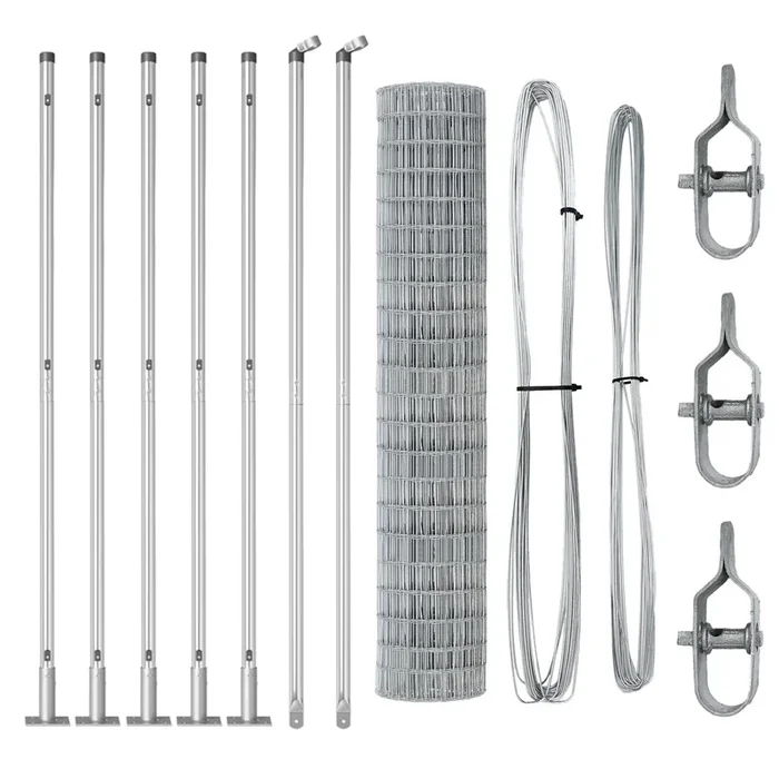 vidaXL Reja con postes Plateado 1.6 x 10 m Acero (29)