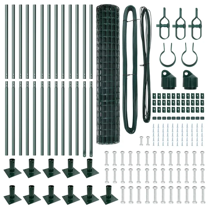 vidaXL Reja con postes Verde 1.2 x 25 m Acero (32)