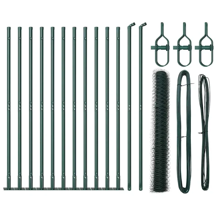 vidaXL Reja con postes Verde 1.2 x 25 m Acero recubierto de PVC (2)