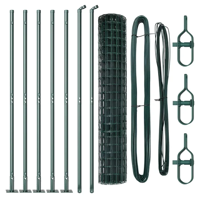 vidaXL Reja con postes Verde 1.4 x 10 m Acero (35)