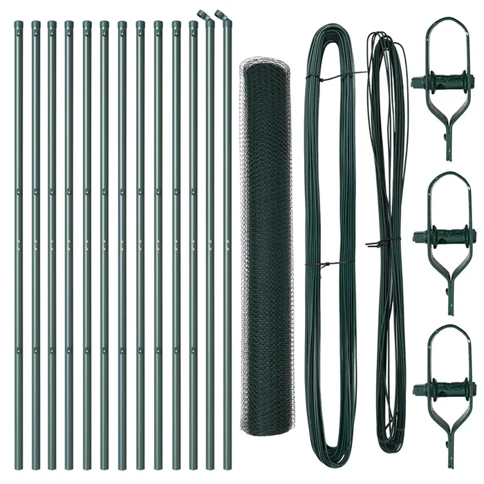 vidaXL Reja con postes Verde 1.4 x 25 m Acero recubierto de PVC (6)