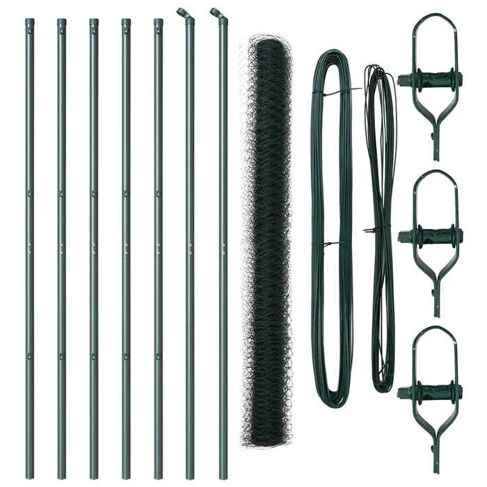 vidaXL Reja con postes Verde 1.5 x 10 m Acero recubierto de PVC (8)