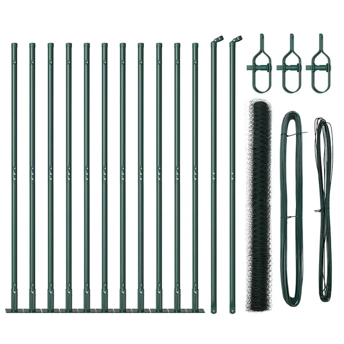 vidaXL Reja con postes Verde 1.5 x 25 m Acero recubierto de PVC (2)