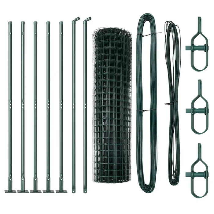 vidaXL Reja con postes Verde 1 x 10 m Acero (33)