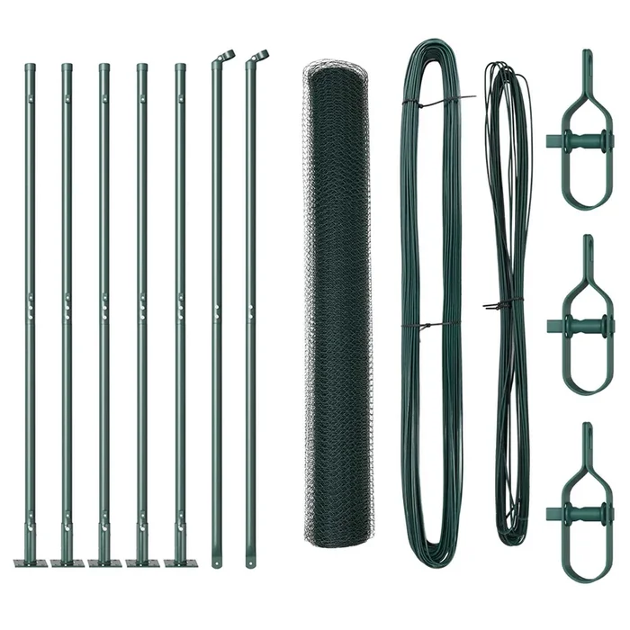 vidaXL Reja con postes Verde 1 x 10 m Acero recubierto de PVC (2)