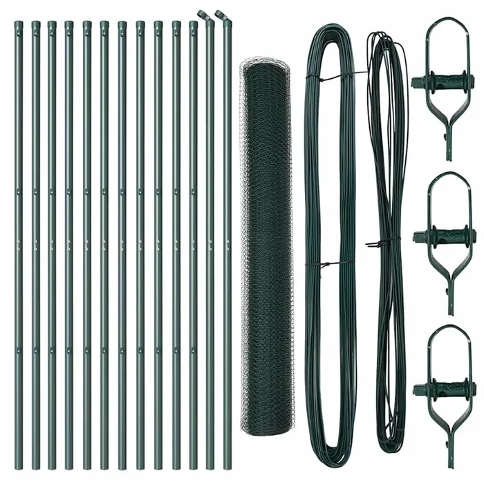 vidaXL Reja con postes Verde 1 x 25 m Acero recubierto de PVC (9)