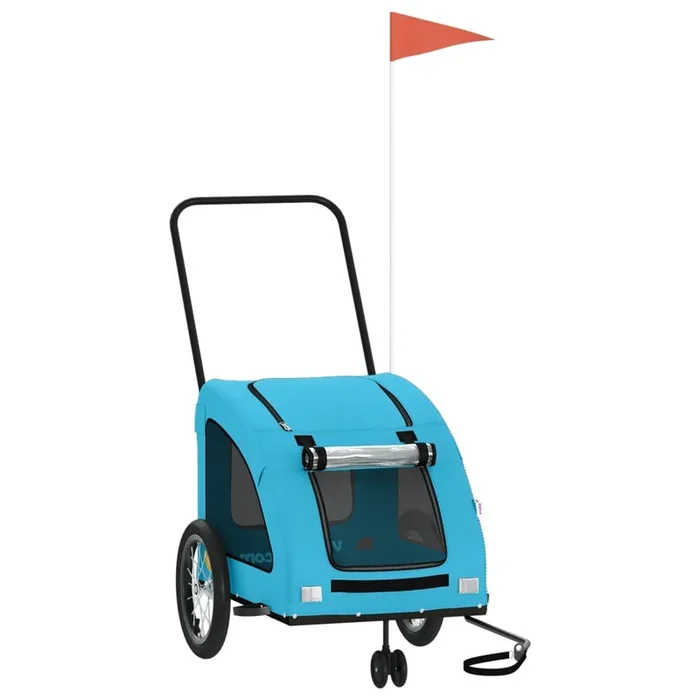 vidaXL Remolque de bicicleta mascotas hierro tela Oxford azul
