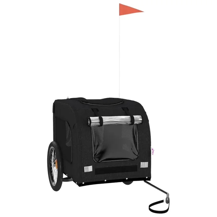 vidaXL Remolque de bicicleta mascotas hierro tela Oxford negro (22)