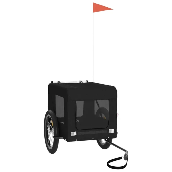 vidaXL Remolque de bicicleta mascotas hierro tela Oxford negro (8)