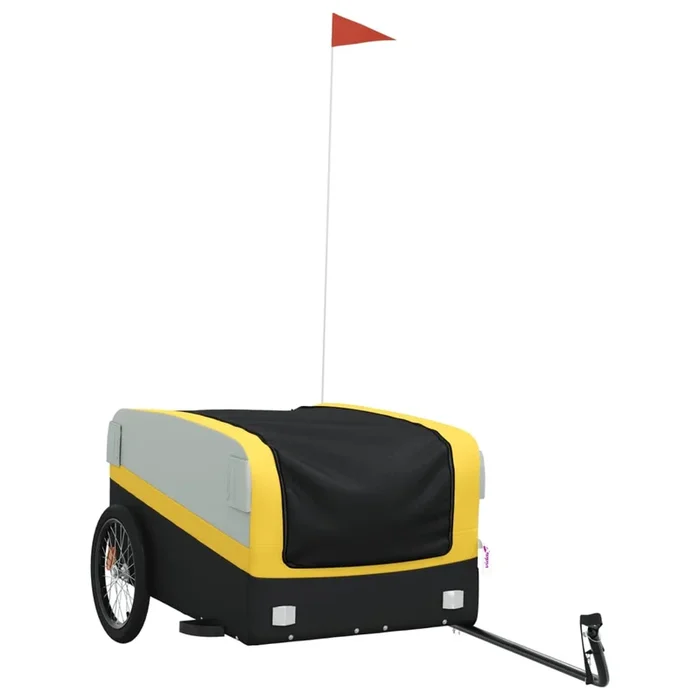 vidaXL Remolque para bicicleta hierro negro y amarillo 45 kg (11)