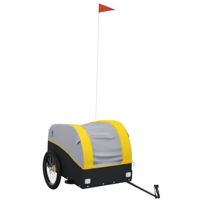 vidaXL Remolque para bicicleta hierro negro y amarillo 45 kg (7)