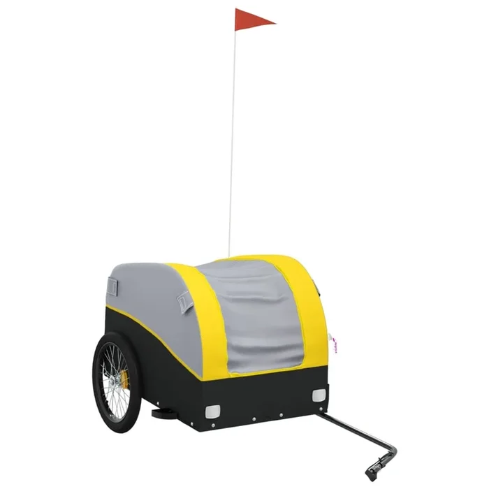 vidaXL Remolque para bicicleta hierro negro y amarillo 45 kg (8)