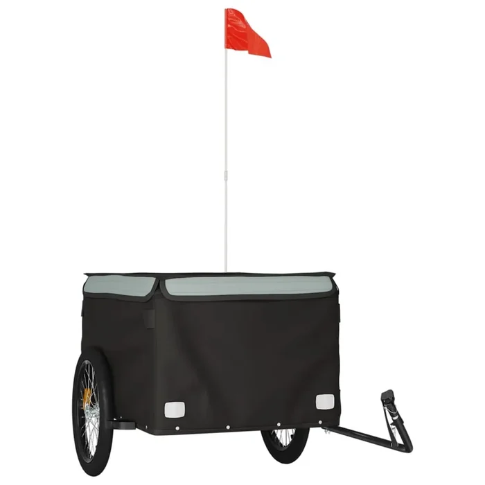 vidaXL Remolque para bicicleta hierro negro y gris 45 kg (10)