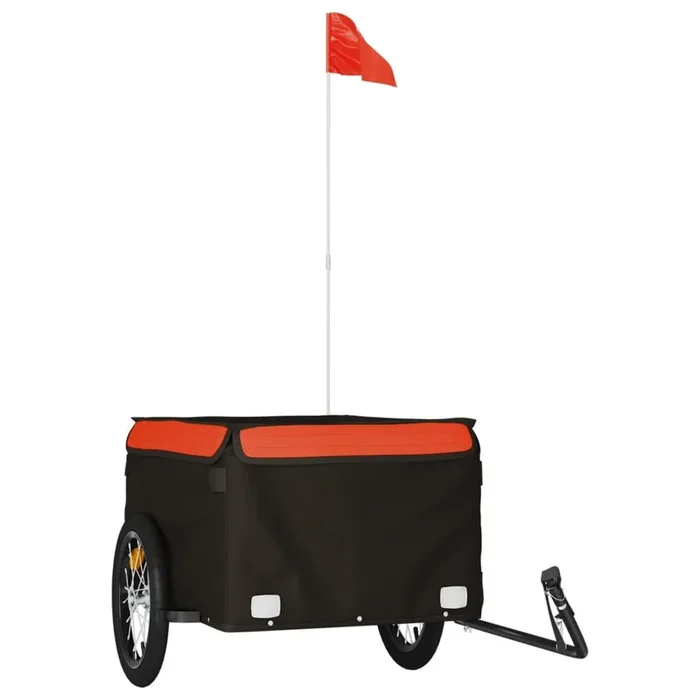 vidaXL Remolque para bicicleta hierro negro y naranja 45 kg (10)