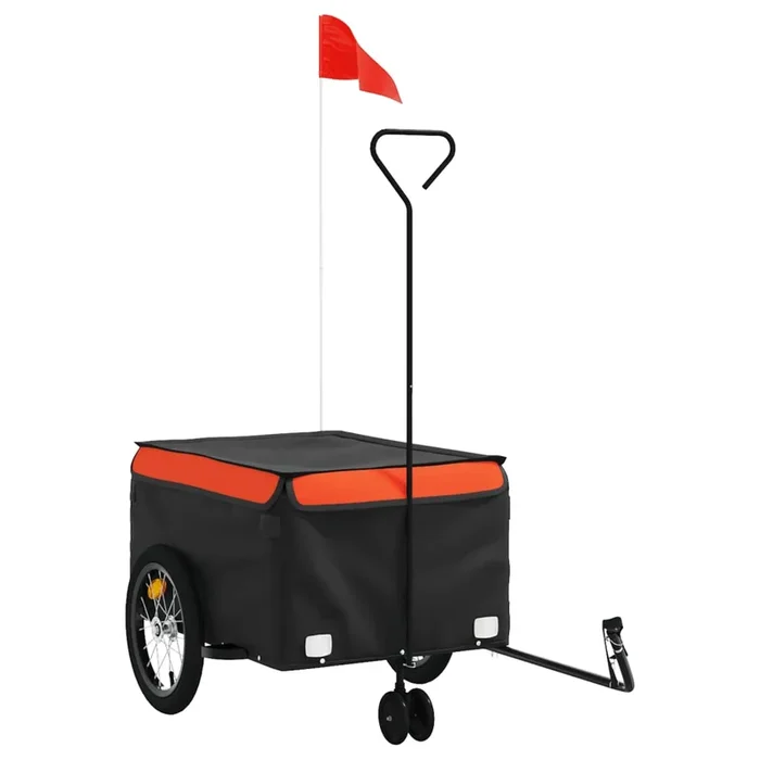 vidaXL Remolque para bicicleta hierro negro y naranja 45 kg (9)