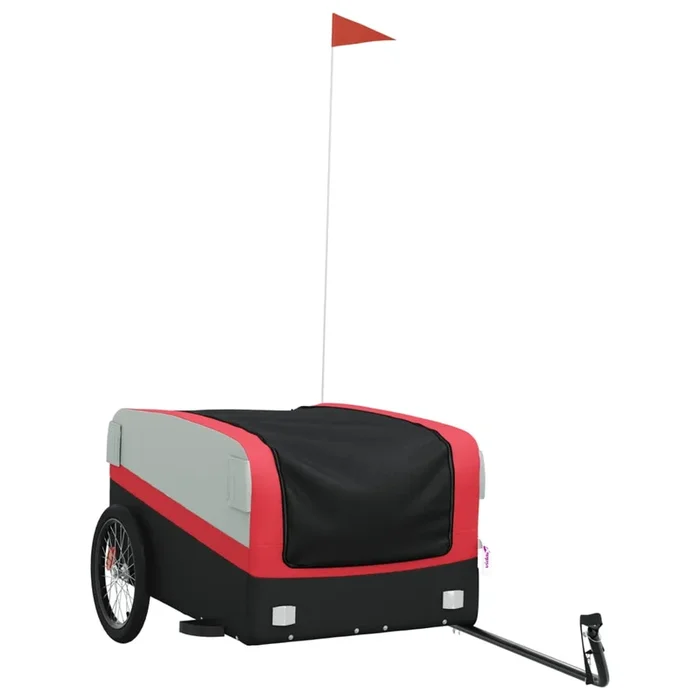 vidaXL Remolque para bicicleta hierro negro y rojo 45 kg (2)