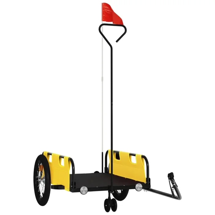 vidaXL Remolque para bicicletas hierro y tela Oxford amarillo (3)