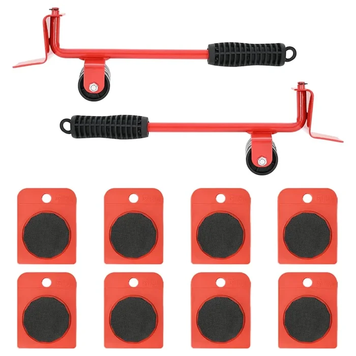 vidaXL Ruedas para muebles (8 unidades, con elevadores), color rojo, 9,8 x 7,5 x 3 cm, 150 kg