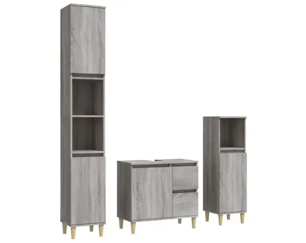vidaXL set de muebles de baño 3 pzas madera contrachapada gris sonoma | Brico Depôt Originale