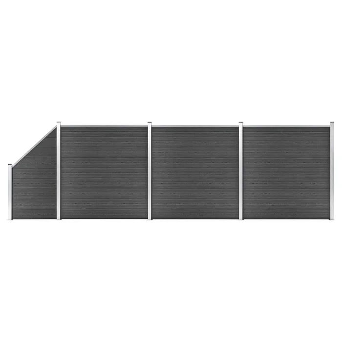 vidaXL Set de paneles de valla WPC negro 619x(105-186) cm