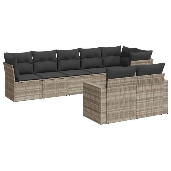 vidaXL Set de sofás de jardín 8 pzas y cojines ratán sintético gris (90)